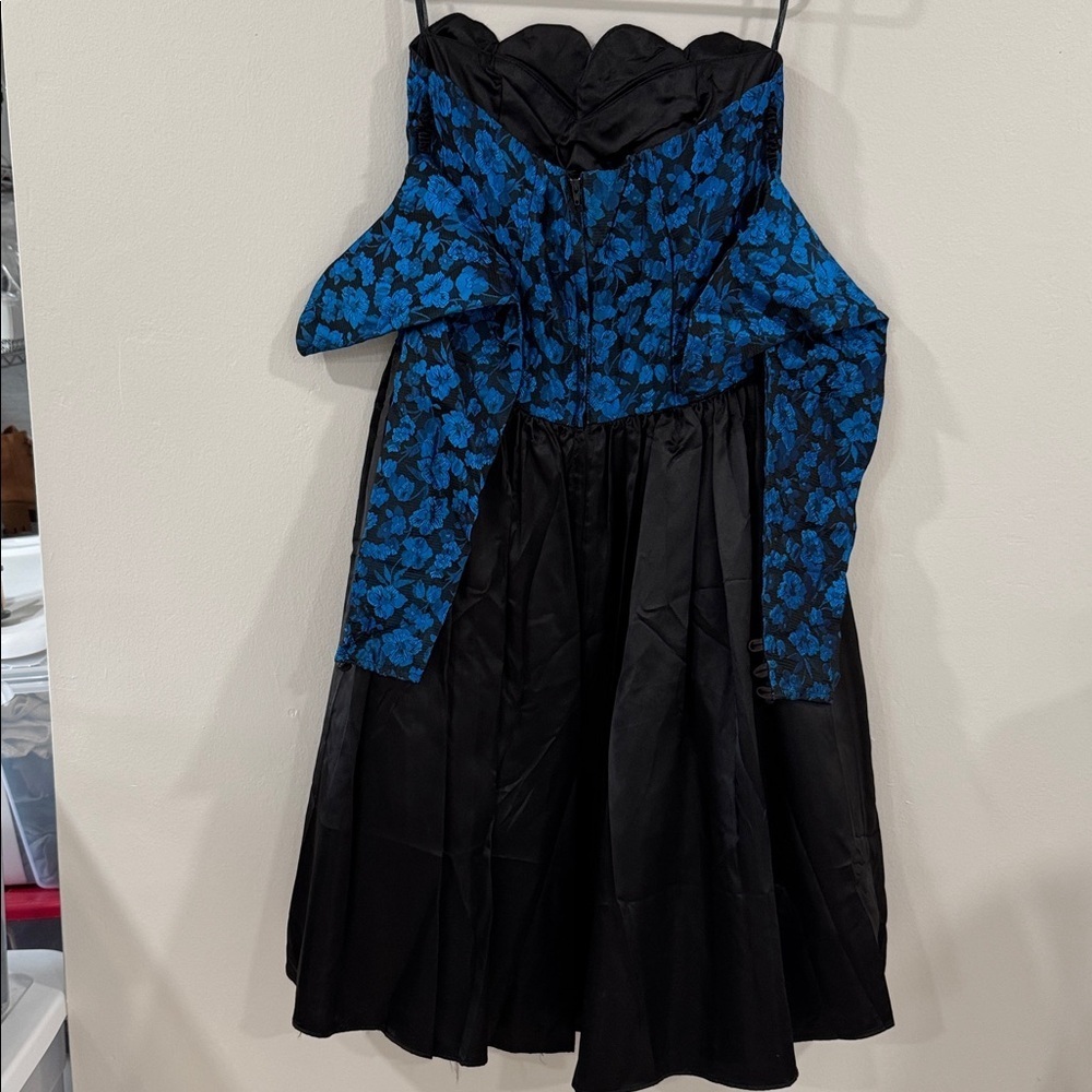 Gunne Sax by Jessica McClintoc vintage 80's black evening dark croquette dress - Picture 4 of 6